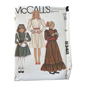 80s McCalls 8348 Girls Dress Sewing Pattern Size 7 Flared Skirt Vintage 1982 CUT